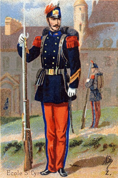 Z: School of Saint Cyr. Engraving in "Military Alphabet". Late 19th century by Unbekannt