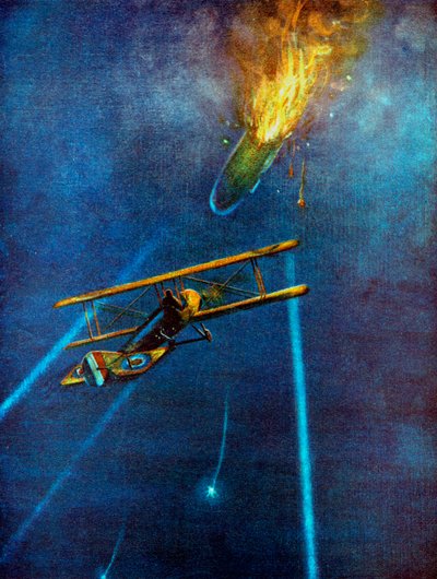 Zeppelin airship shot down at Cuffley, near Enfield, during bombing raid on London, 1916 by Unbekannt