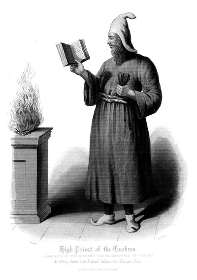 Zoroastrian High Priest Reciting Before the Sacred Fire, 19th Century by Unbekannt