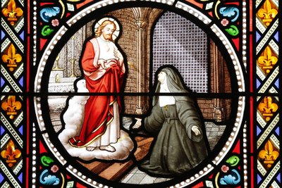 Saint Marguerite-Marie Alacoque (1647-1690) Mystic of the Order of the Visitation, Stained Glass, Paray-le-Monial, Saone-et-Loire, France by Unbekannt