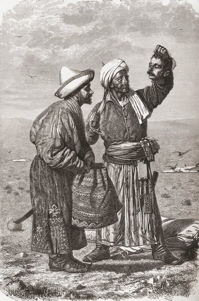 An Afghan soldier holding the severed head of his enemy by Unbekannt Unbekannt