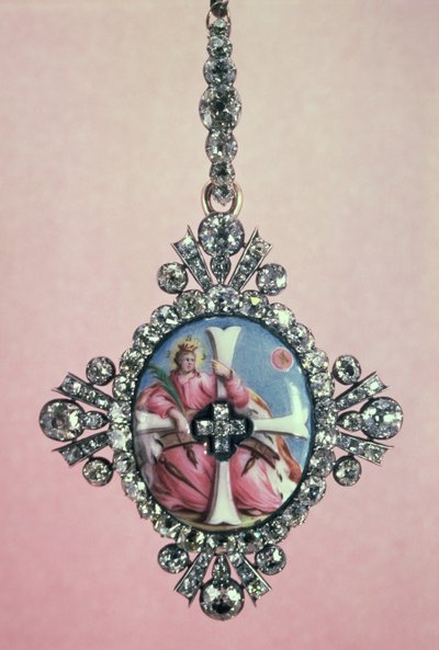 Badge of the Order of St. Catherine, silver set with brilliant cut diamonds and enamel miniature, 1770-80 by Unbekannt Unbekannt