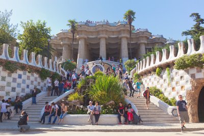 Barcelona, Spain. Entrance to Parc Güell, the UNESCO World Heritage Site Designed by Antoni Gaudi by Unbekannt Unbekannt