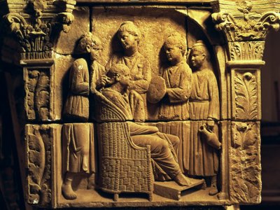 Bas relief of a hairdresser, Roman, c.2nd century by Unbekannt Unbekannt