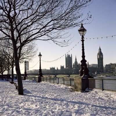 Big Ben, Westminster Abbey and Houses of Parliament in the Snow by Unbekannt Unbekannt