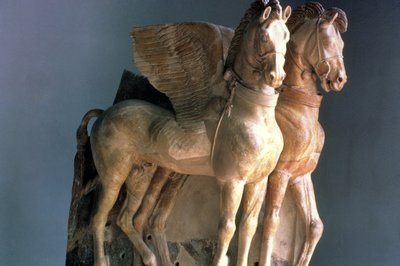 Pair of Winged Terracotta Horses, from the Temple of Tarquinia, Italy, 5th - 6th century BC by Unbekannt Unbekannt