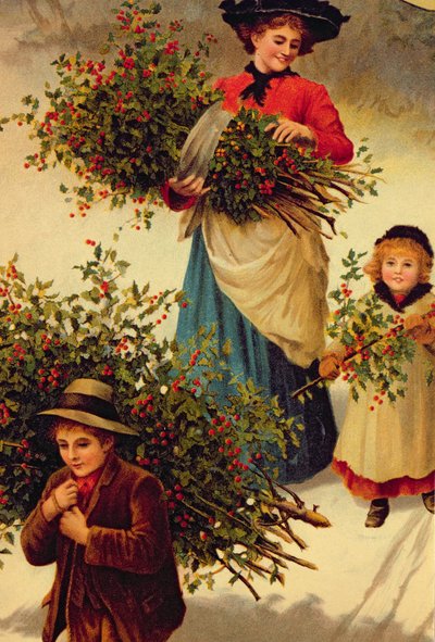 Carrying Home the Christmas Holly (book illustration) by Unbekannt Unbekannt