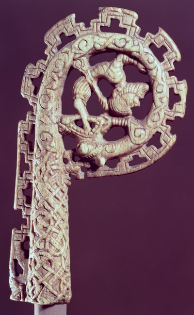 Carved handle of a bishop