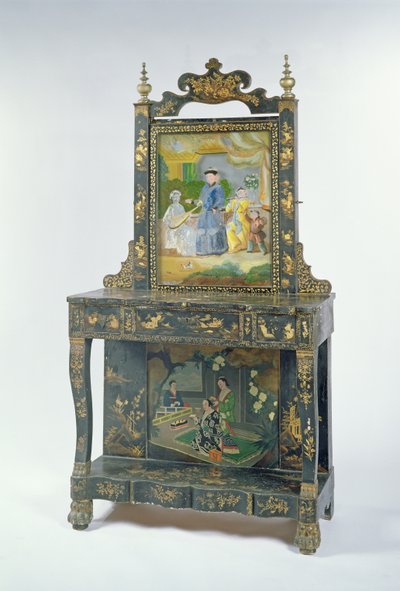 Chinese export black lacquered and parcel gilt hall stand, mid 19th century by Unbekannt Unbekannt