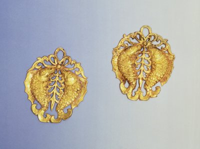 Chinese pendants, 17 carat gold plated, Tang Dynasty, 618-907 AD by Unbekannt Unbekannt
