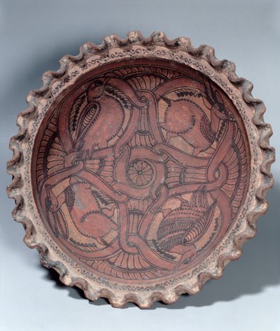 Coptic cup, painted terracotta with swag borders, Egyptian, 7th century AD by Unbekannt Unbekannt