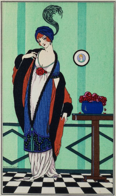 Fur coat with muslin tunic from Costumes Parisiens by Robert Pichenot, 1913 by Unbekannt Unbekannt