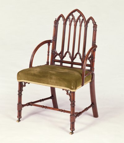 George III mahogany armchair in the Gothic Style, in the manner of Robert Manwaring, c.1765 by Unbekannt Unbekannt