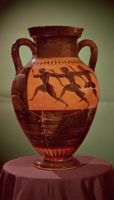 Greek black-figure amphora depicting runners in a race, 600-550 BC by Unbekannt Unbekannt