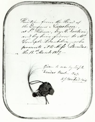 Hair cut from the head of Emperor Napoleon by Giovanni Natale Santini and given by him to William Temple Franklin, 1816 by Unbekannt Unbekannt