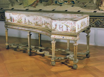 Harpsichord, Chinoiserie figures on white lacquer background by the Dagly Workshop, possibly Gerard Dagly, 1710 by Unbekannt Unbekannt