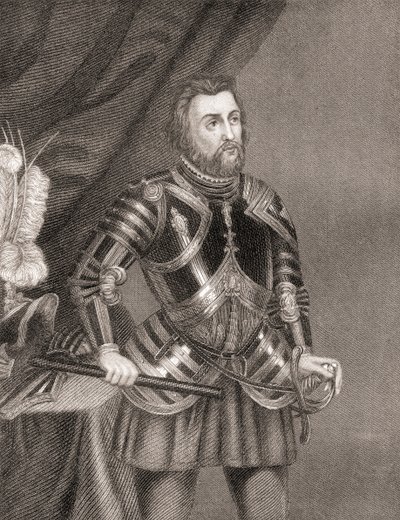 Hernán Cortés de Monroy y Pizarro, from History of The Conquest of Mexico, published 1850 by Unbekannt Unbekannt