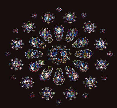 Instruments of the Passion and scenes from the Last Judgement; west rose window, central portion, c.1222 by Unbekannt Unbekannt