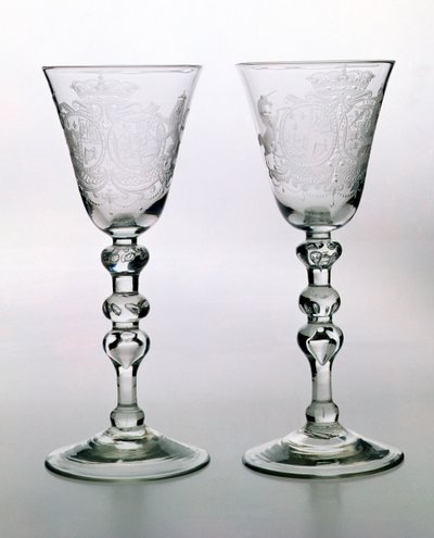 Newcastle Light Baluster Goblet with Dutch Armorial Engraving, 18th Century by Unbekannt Unbekannt