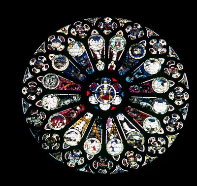 North Rose Window, 13th century stonework, mid-15th century glass by Unbekannt Unbekannt