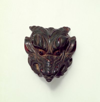 Painted boxwood netsuke, carved as a model of a Gagaku Mask, 19th century by Unbekannt Unbekannt