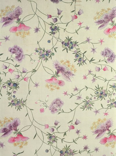 Painted material with naturalistic flowers by Unbekannt Unbekannt