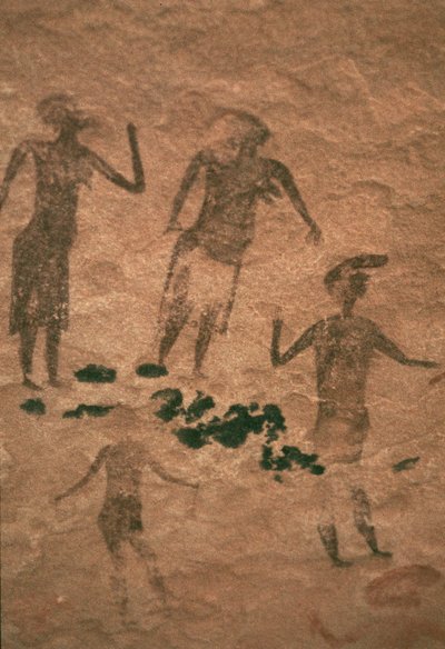 Rock painting of men and women from Jabbaren, 7th-1st century BC by Unbekannt Unbekannt