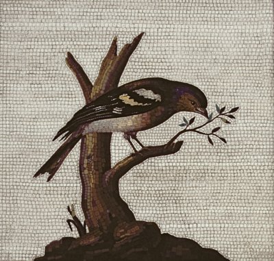 Roman mosaic of a bird in a tree by Unbekannt Unbekannt