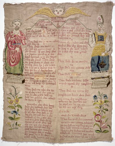 Sampler, Depicting the Ten Commandments, by Elizabeth Coventry, English, 1727 by Unbekannt Unbekannt