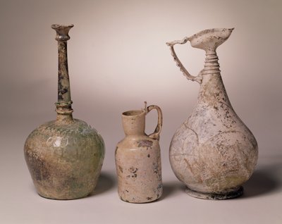 Sprinkler Bottle of Mould-Blown Glass, 10th-11th Century; Jug with Tooled Swan Necked Handle, 10th-12th Century; Ewer, 6th-8th Century by Unbekannt Unbekannt