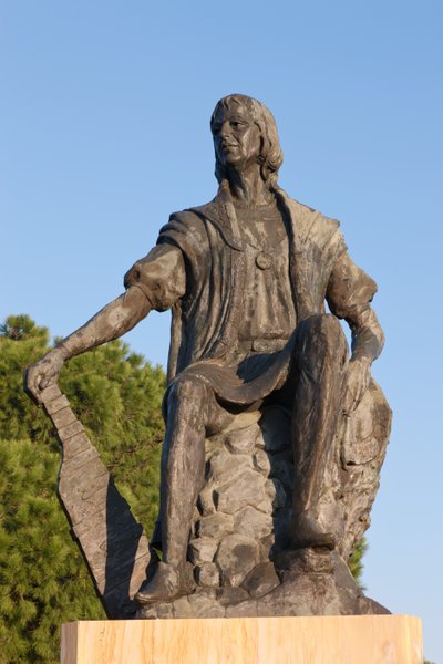Statue of Christopher Columbus at La Rabida Monastery, Huelva Province, Andalusia, southern Spain by Unbekannt Unbekannt