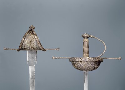 Swords: cup-hilted rapier of chiselled steel; left-handed dagger signed `Antonio Cilenta de Neapoli fecit, both 17th century by Unbekannt Unbekannt