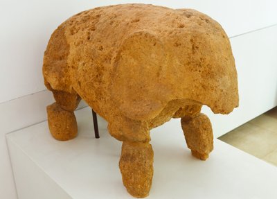 The Archaeological Complex, Carmona, Seville Province, Spain. Sculpture in the museum of an elephant found in the Tomb of the Elephant in the Roman necropolis. by Unbekannt Unbekannt