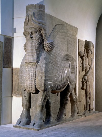 Winged bull from the facade of the Palace of King Sargon II, Khorsabad, Late Assyrian Period, c.725 BC by Unbekannt
