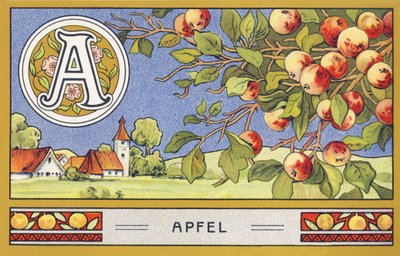 A: Apfel - Alphabet Palmin (Chromolithography, H. Schlinck & Cie, Hamburg) by Unbekannter Künstler
