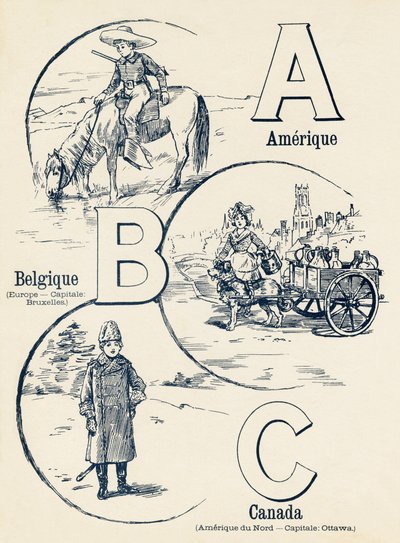 A B C: America, Belgium, Canada - ABC of Two Worlds. Emile Guerin, publisher, Paris, circa 1900. by Unbekannt