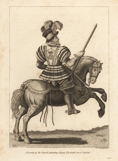 A Yeoman of the Guard attending Queen Elizabeth I on a Progress by Unbekannt