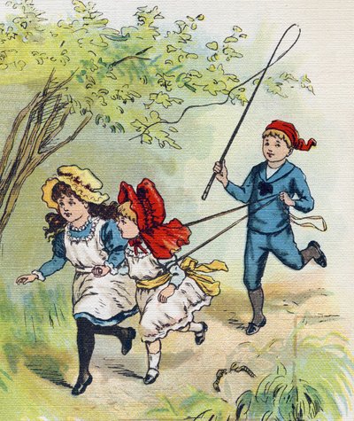 A Boy Playing Horse with His Two Sisters by Unbekannt
