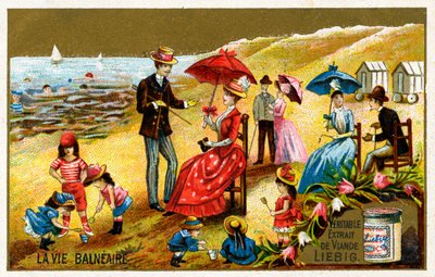 A day at the seaside in France late 19th century by Unbekannter Künstler