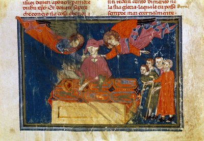 A group of infirm people and a lord doing a work of mercy by giving them assistance by Unbekannter Künstler