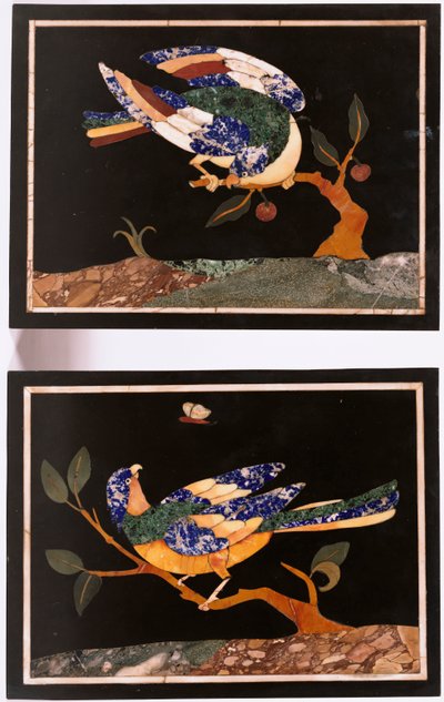 A Pair of Florentine Pietra Dura Panels Depicting Birds by Unbekannt