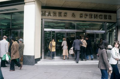 A Street View of Oxford Street with the Entrance of Marks & Spencer, London, UK by Unbekannter Künstler