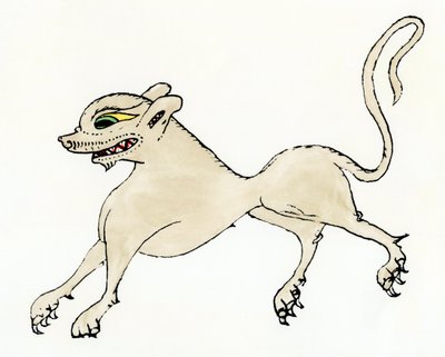 A werewolf in the Middle Ages - Hand-colored woodcut from Comestor