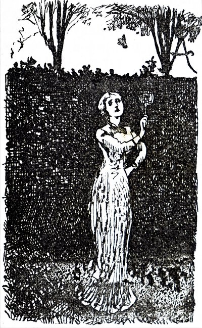 A young woman playing badminton by Unbekannt