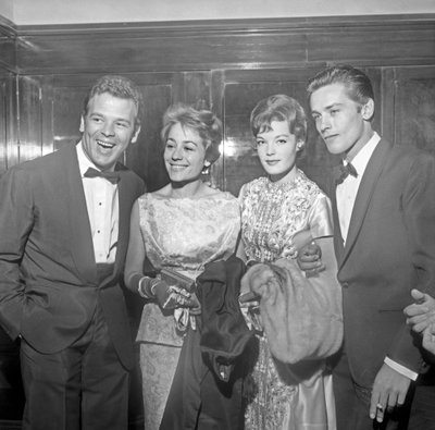 Actors Renato Salvatori, Annie Girardot, Romy Schneider and Alain Delon at the 21st Venice Film Festival (b/w photo) by Alec Hunter