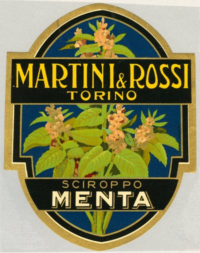 Advertisement label for mint syrup Martini e Rossi by Unbekannt
