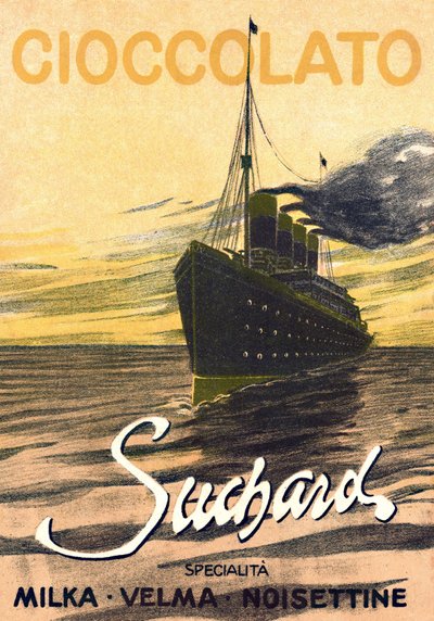 Advertising for the chocolate Milka de Suchard representing a liner, beginning of 20th century by Unbekannter Künstler