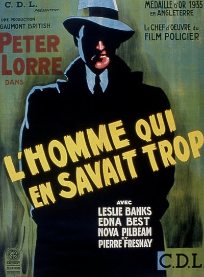 Poster for the movie The Man Who Knew Too Much directed by Alfred Hitchcock with Peter Lorre 1934 by Unbekannt