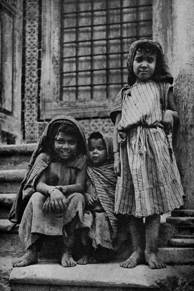 Africa. Mendicant street Arabs outside a mosque in Tunis. 1920 by Unbekannt