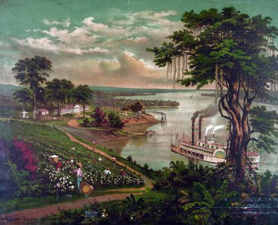 African-Americans picking cotton on plantation beside the Mississippi, c1883 by Unbekannter Künstler